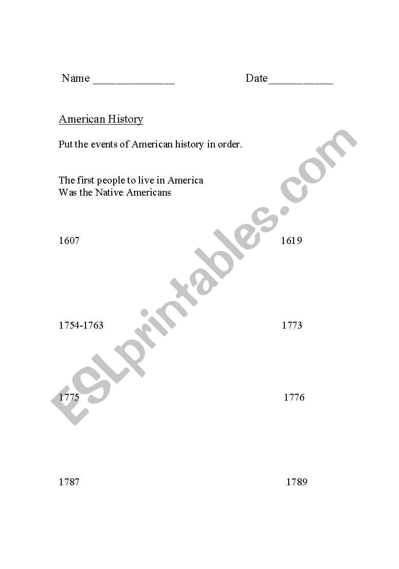 american history worksheet