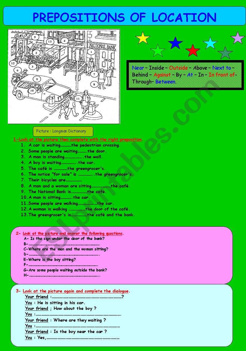 Prepositions of location worksheet