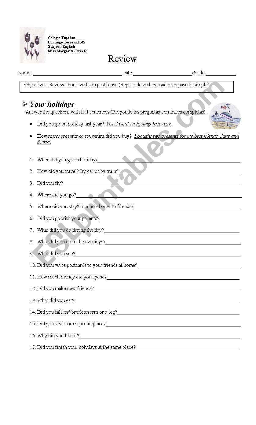 Past simple worksheet