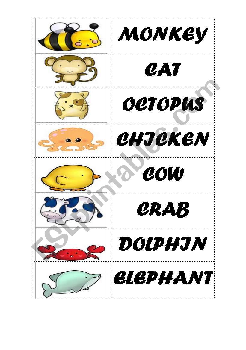 ANIMALS - DOMINOES PART 1 worksheet