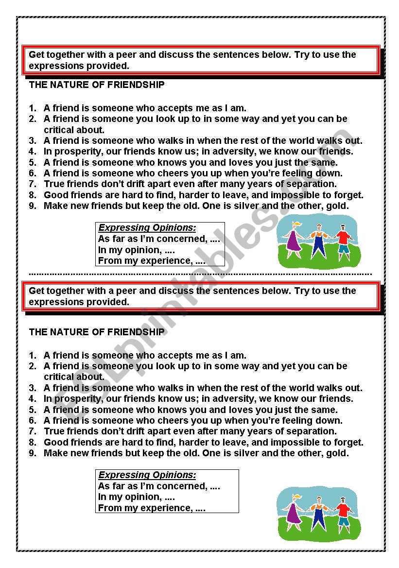 Friendship  worksheet