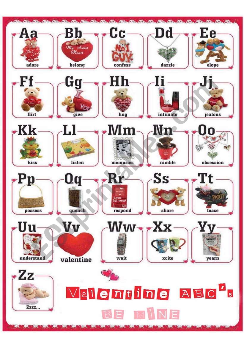 Valentine ABCs worksheet