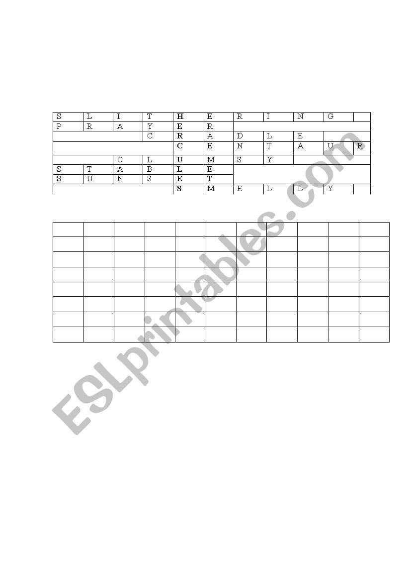 vocabulary crossroad worksheet