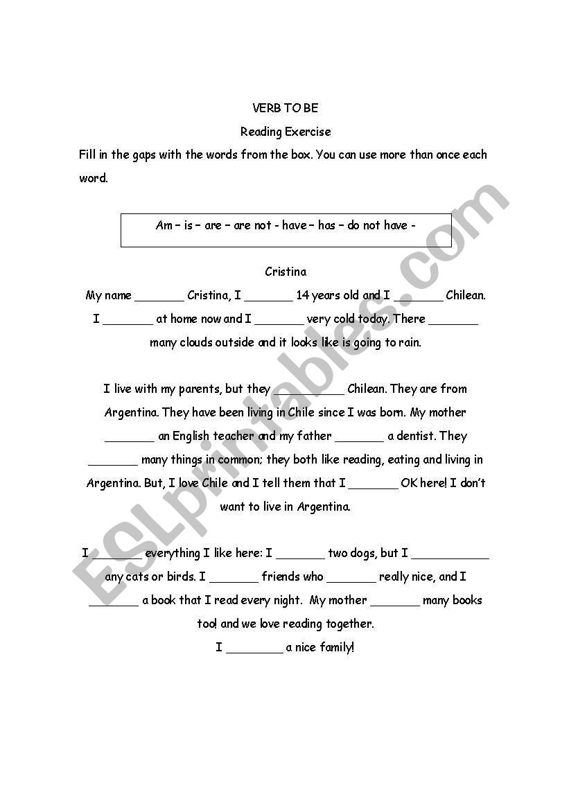 My name is Cristina worksheet