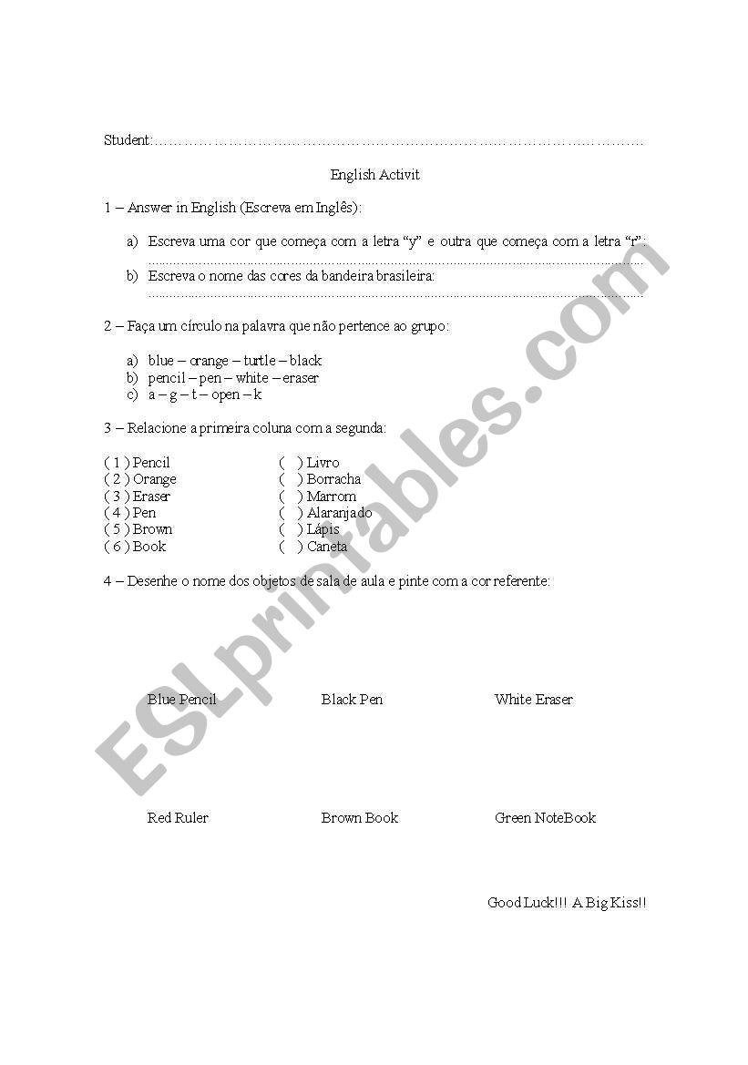 Test Idea worksheet