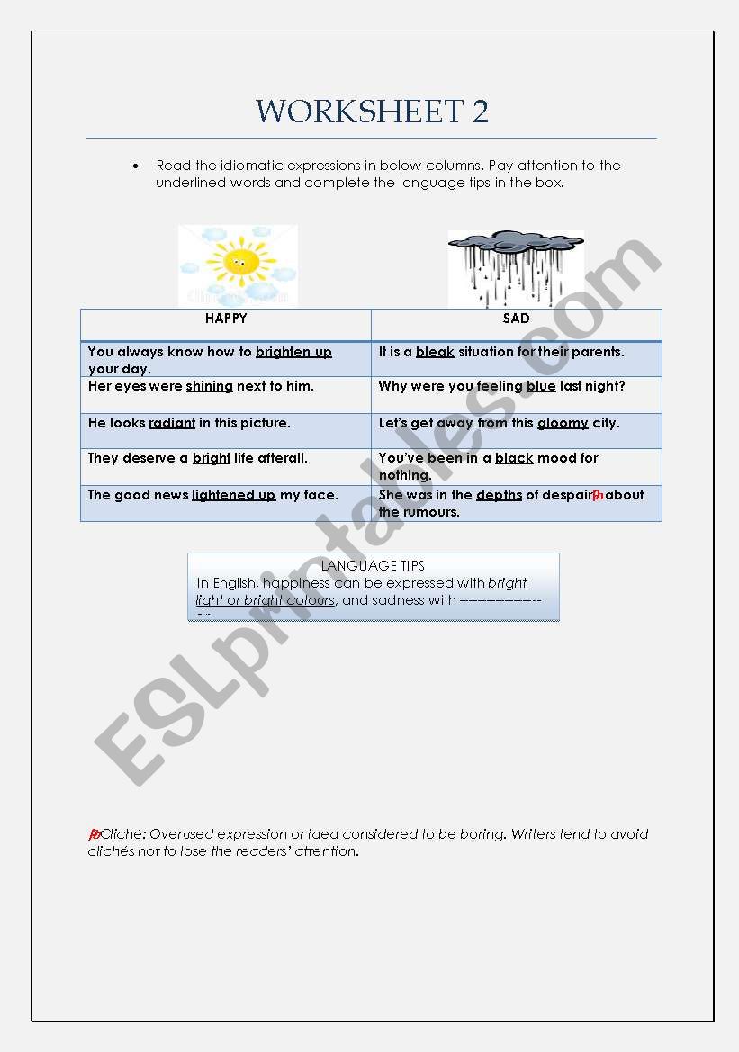 WRITING LESSON ON IDIOMATIC EXPRESSIONS FOR 