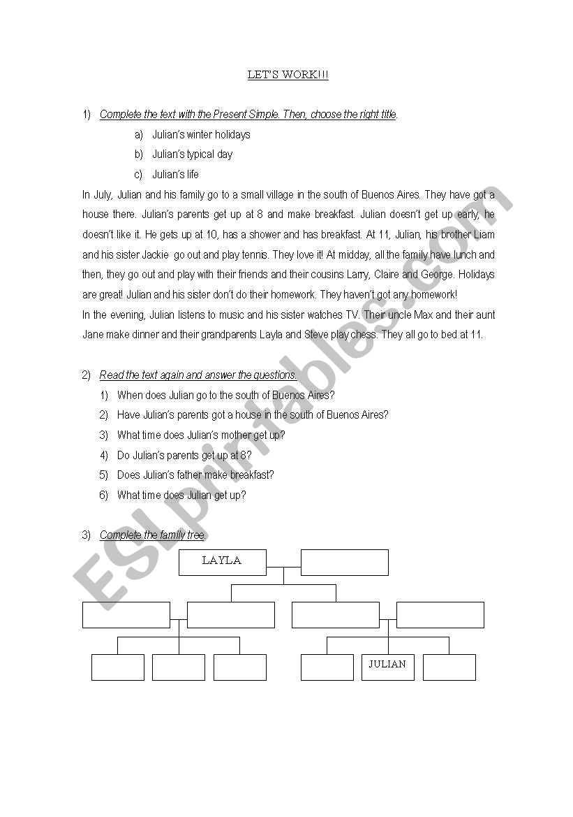 LETS WORK! worksheet