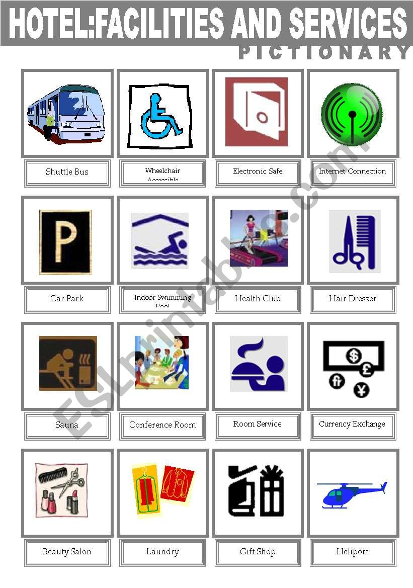 Hotel Facilities and Services Pictionary