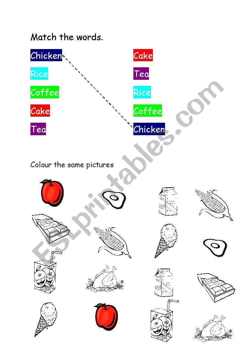 Matching words and pictures worksheet