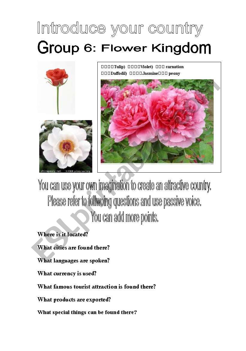 introduce your country with passive voice( Group work