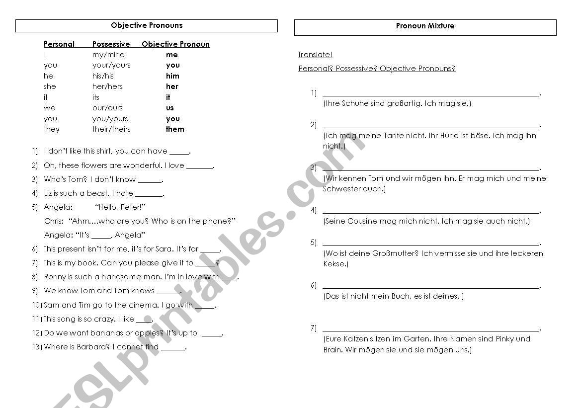 Objective Pronouns & Pronoun Mixture