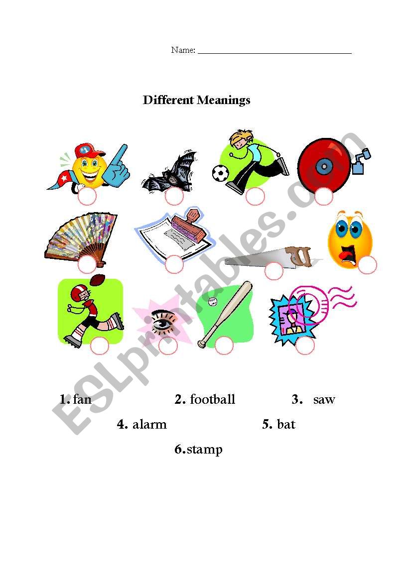 Different Meanings worksheet