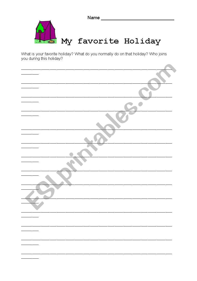 My favorit Holiday worksheet