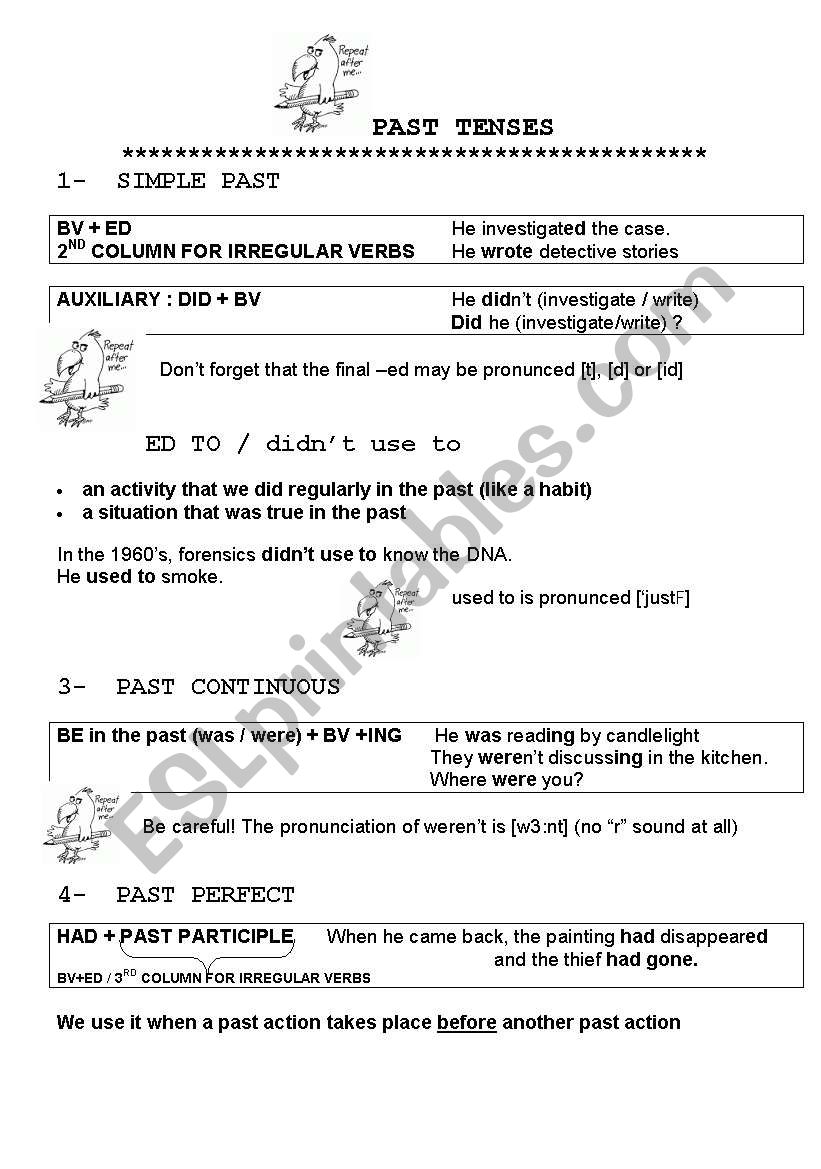 PAST TENSES REVIEW worksheet