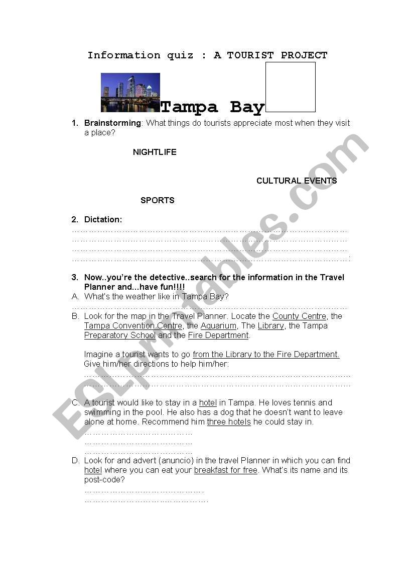 INFORMATION QUiZ Tampa Bay worksheet
