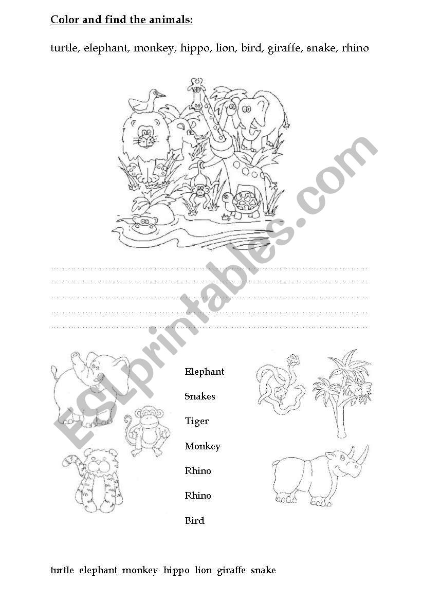 Find the animals worksheet