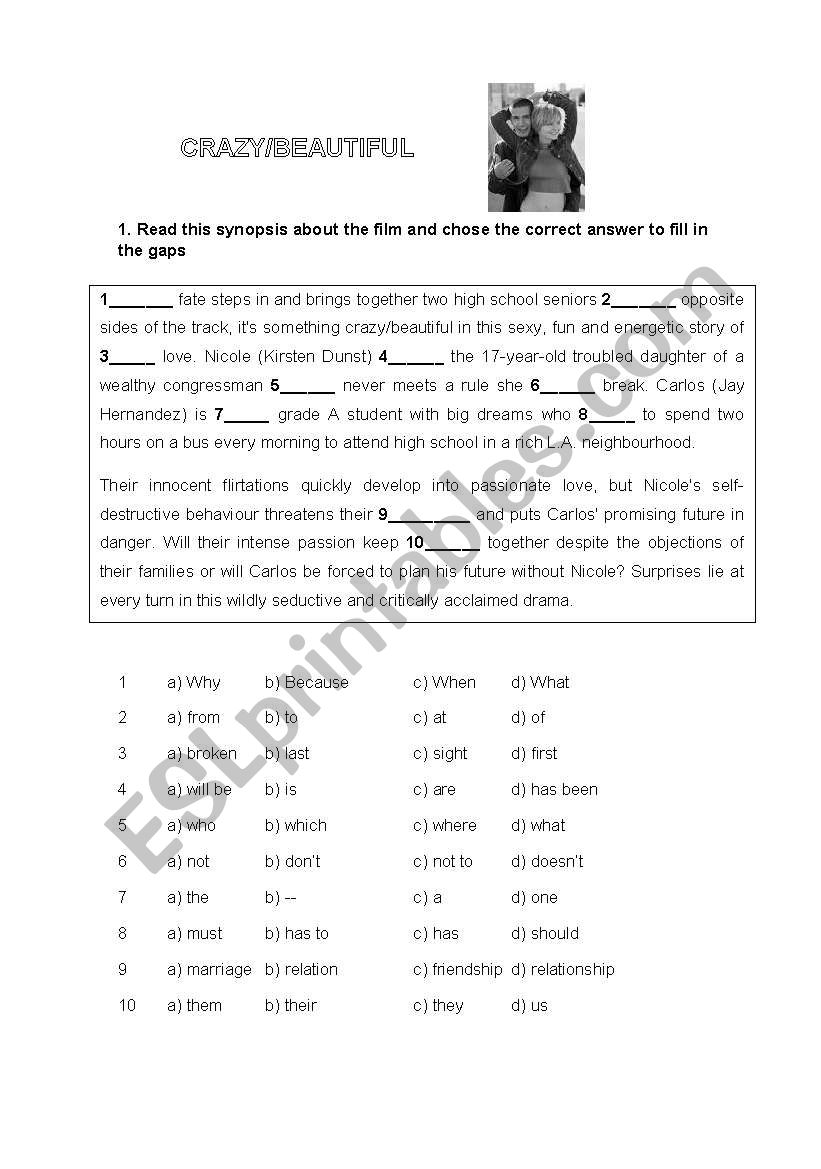 Crazy/Beautiful worksheet