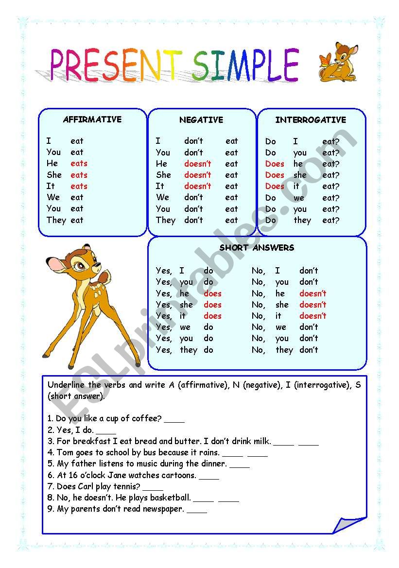 PRESENT SIMPLE worksheet