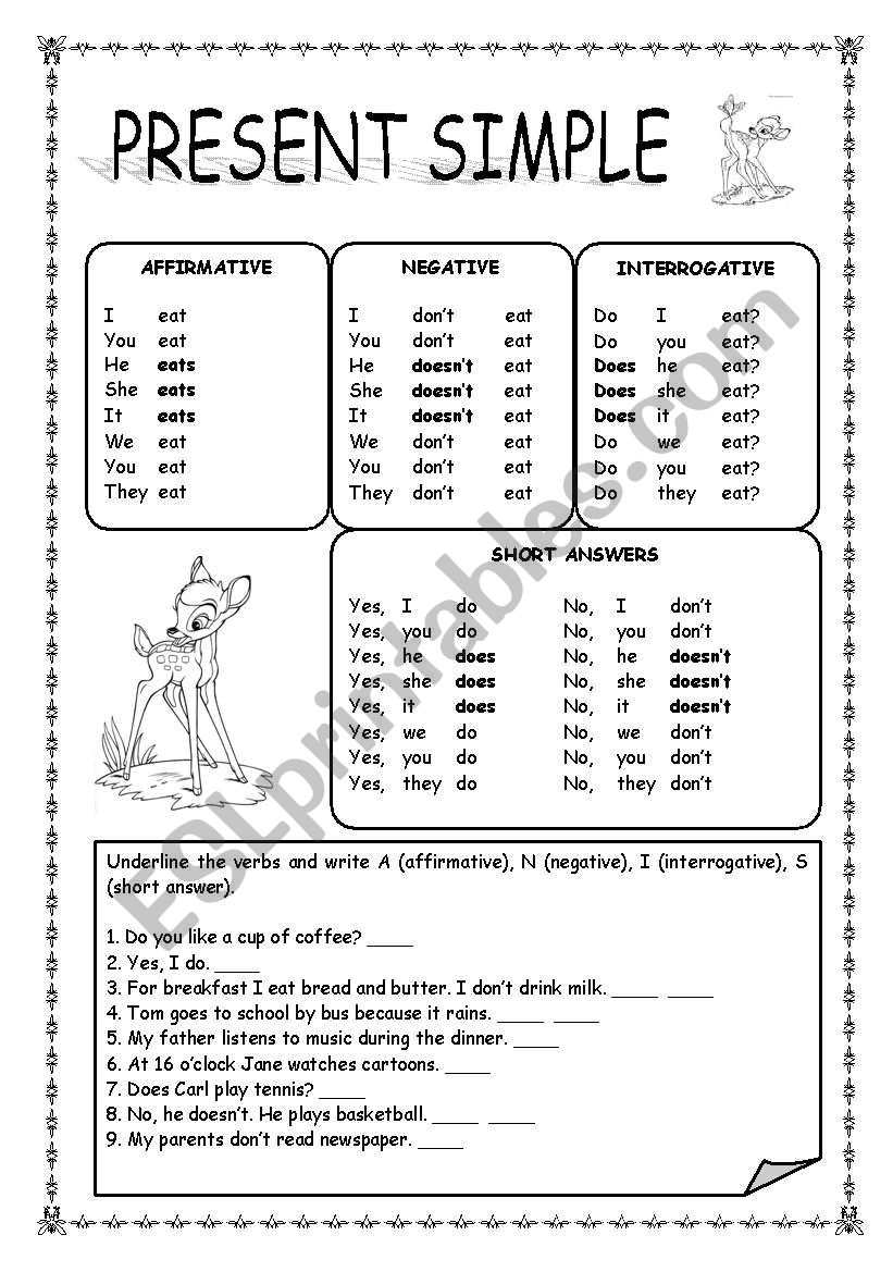 PRESENT SIMPLE B/W worksheet