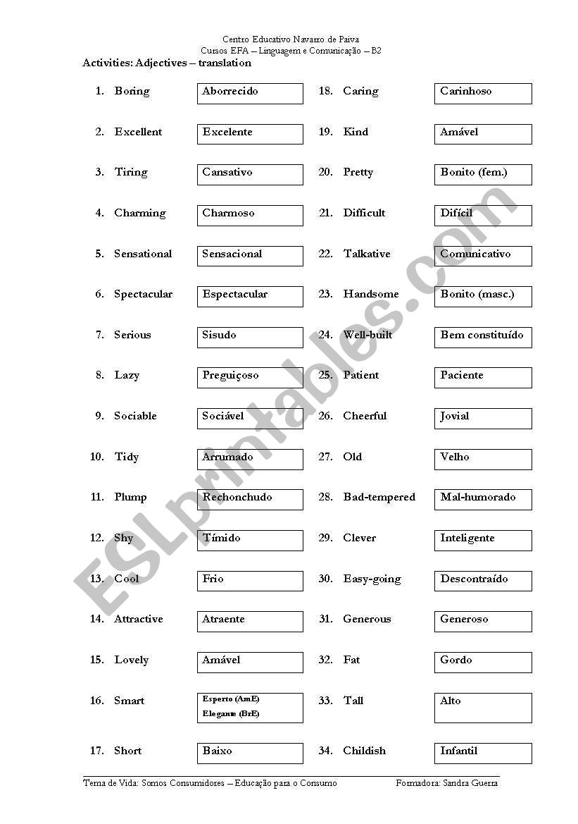 Adjectives - This is me worksheet