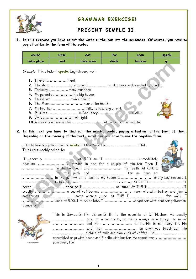 Grammar Exercise - Present Simple II.