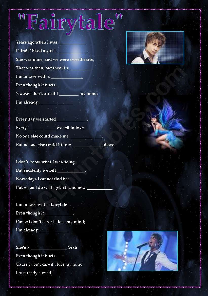 Fairytale . eurovision song worksheet