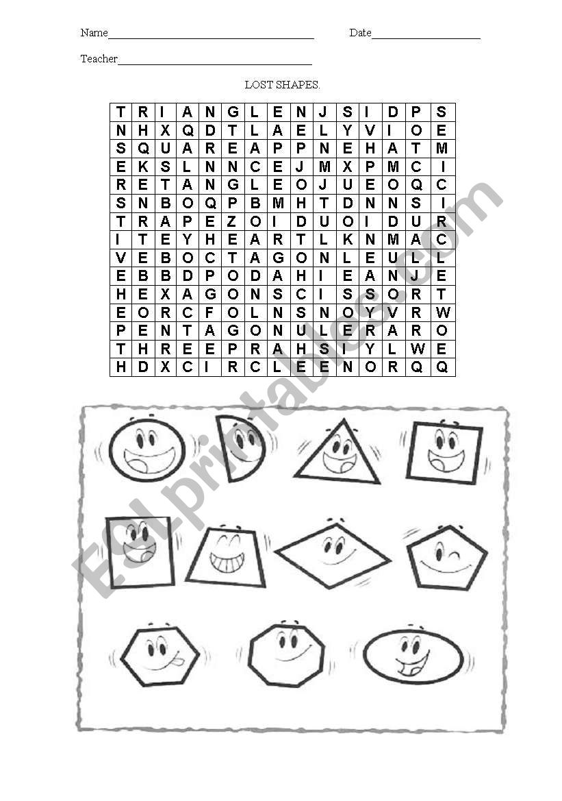 Lost shapes worksheet