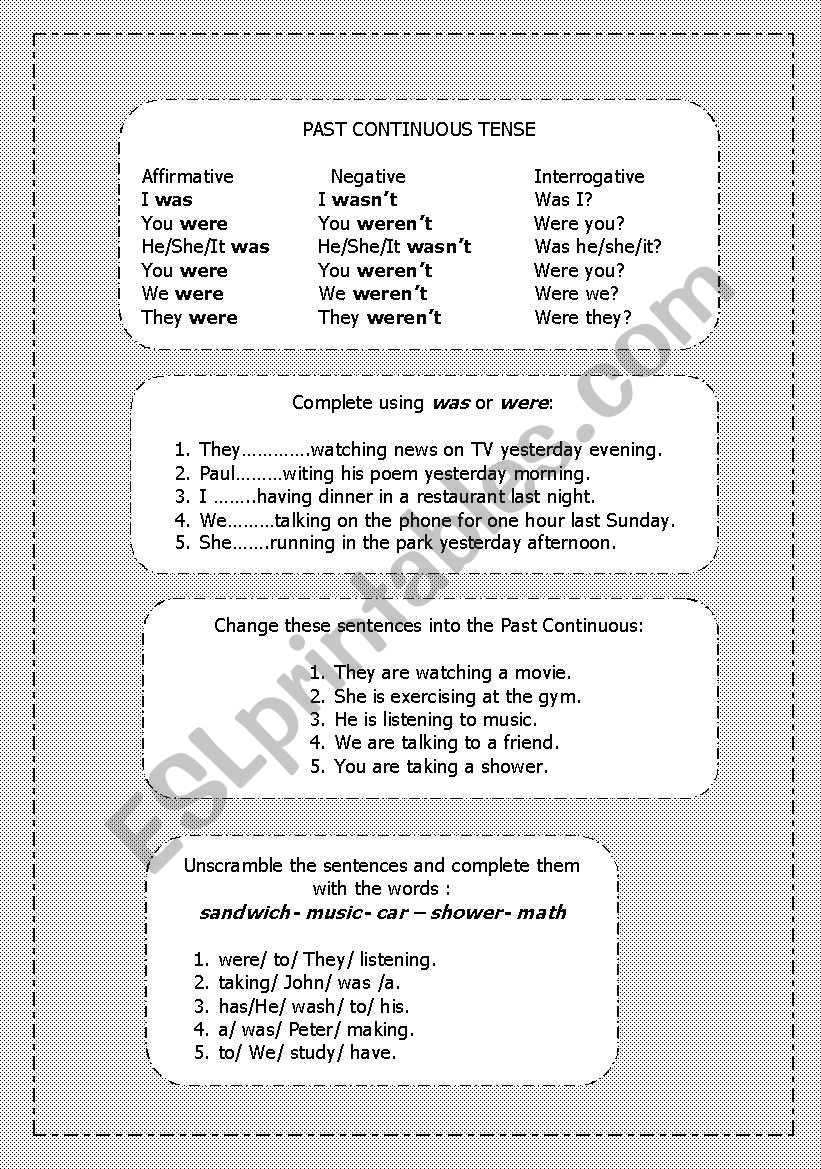 Past Continuous worksheet