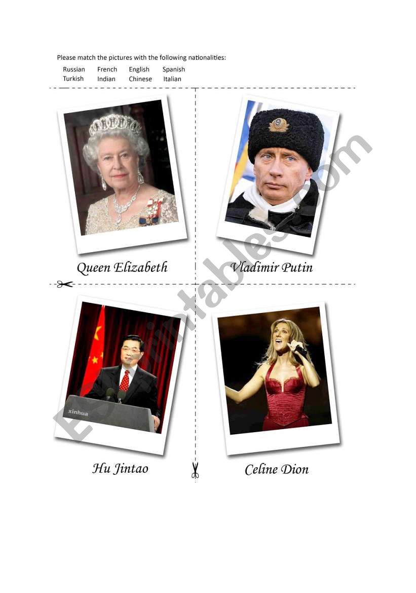 NATIONALITIES worksheet