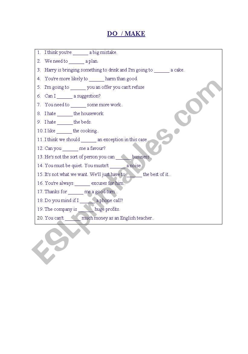 Do&Make worksheet