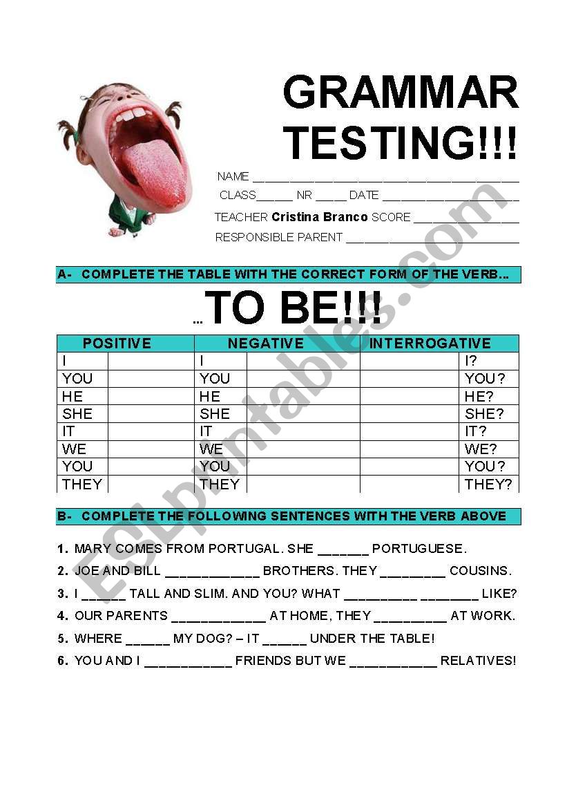 Verb To Be - Grammar Worksheet