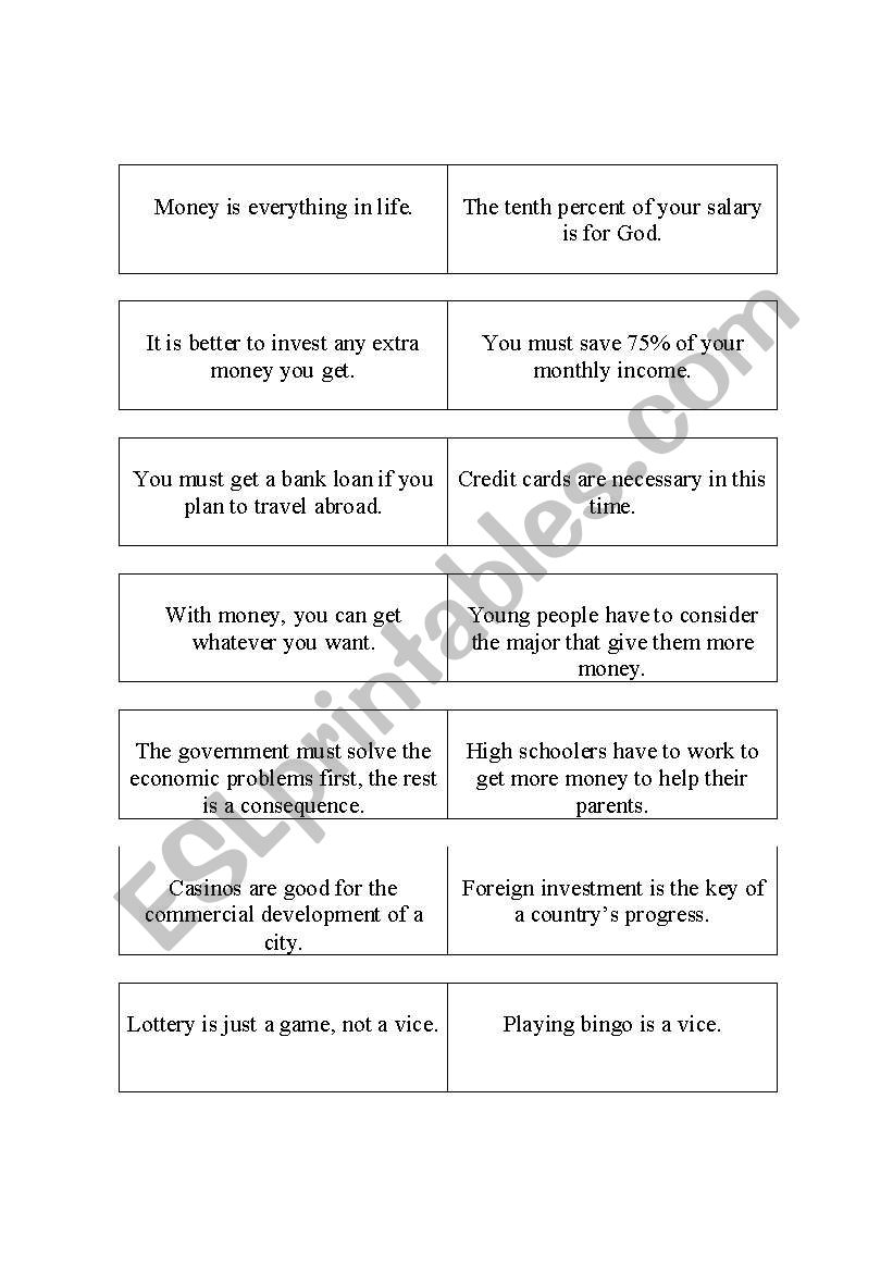 Money worksheet