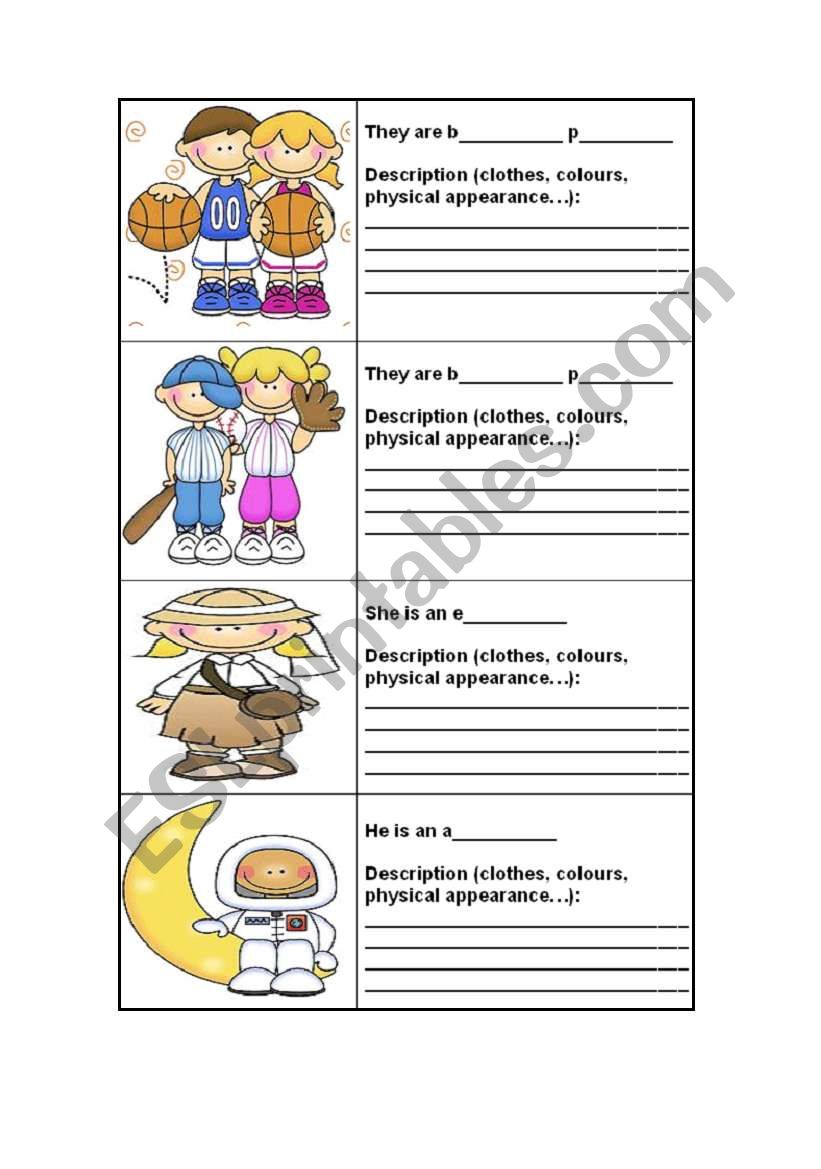 JOBS AND DESCRIPTIONS worksheet