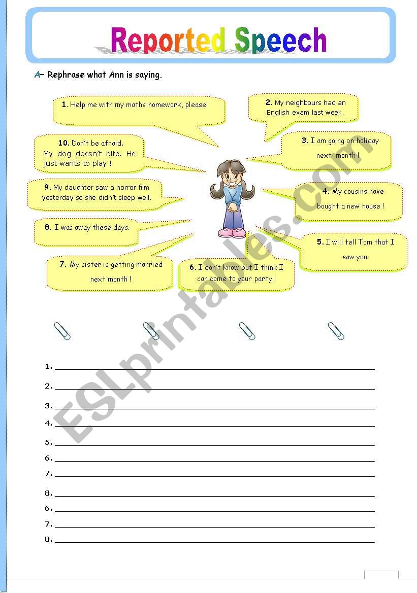 reported speech speaking activities