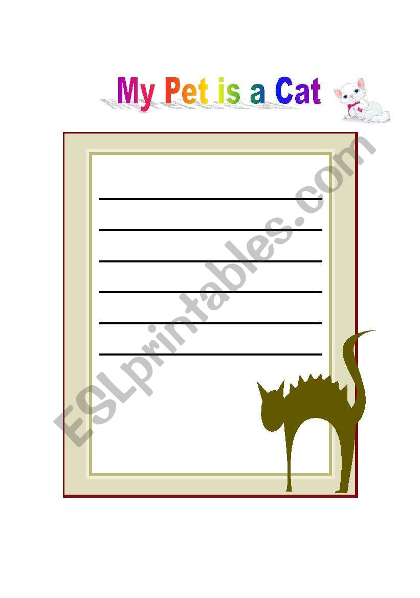 English worksheets: paragraph on my pet is a cat