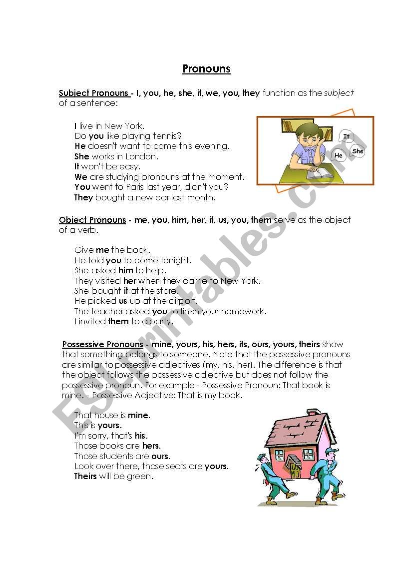 PRONOUNS worksheet