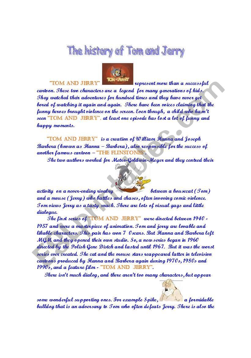 Tom and Jerry worksheet