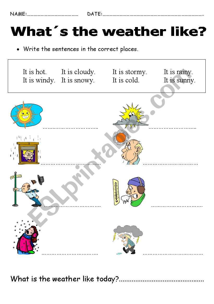 whats the weather like? worksheet