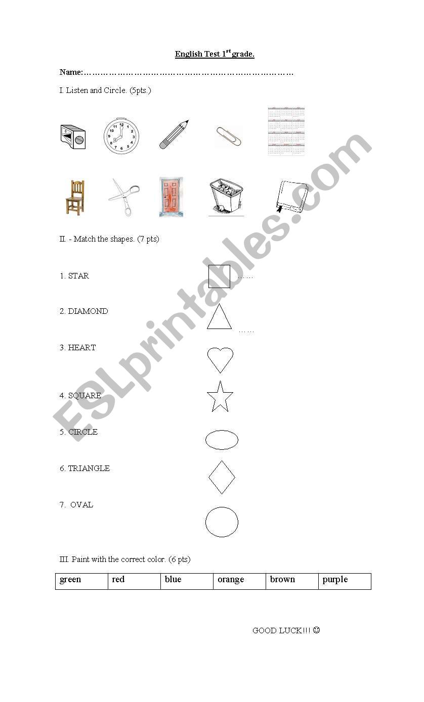 colors and shapes worksheet