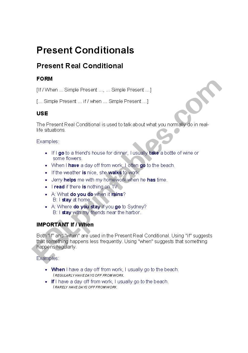 Conditionals worksheet