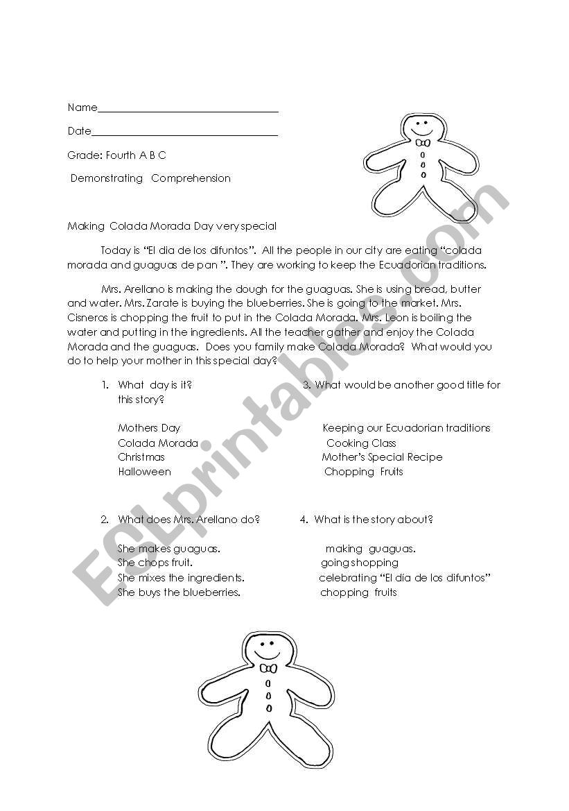 Reading Comprehension worksheet