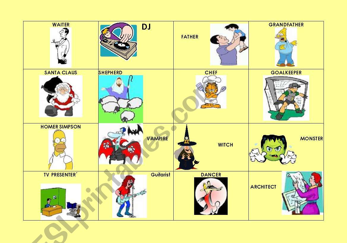 People and jobs cards for Pictionary Game (2)