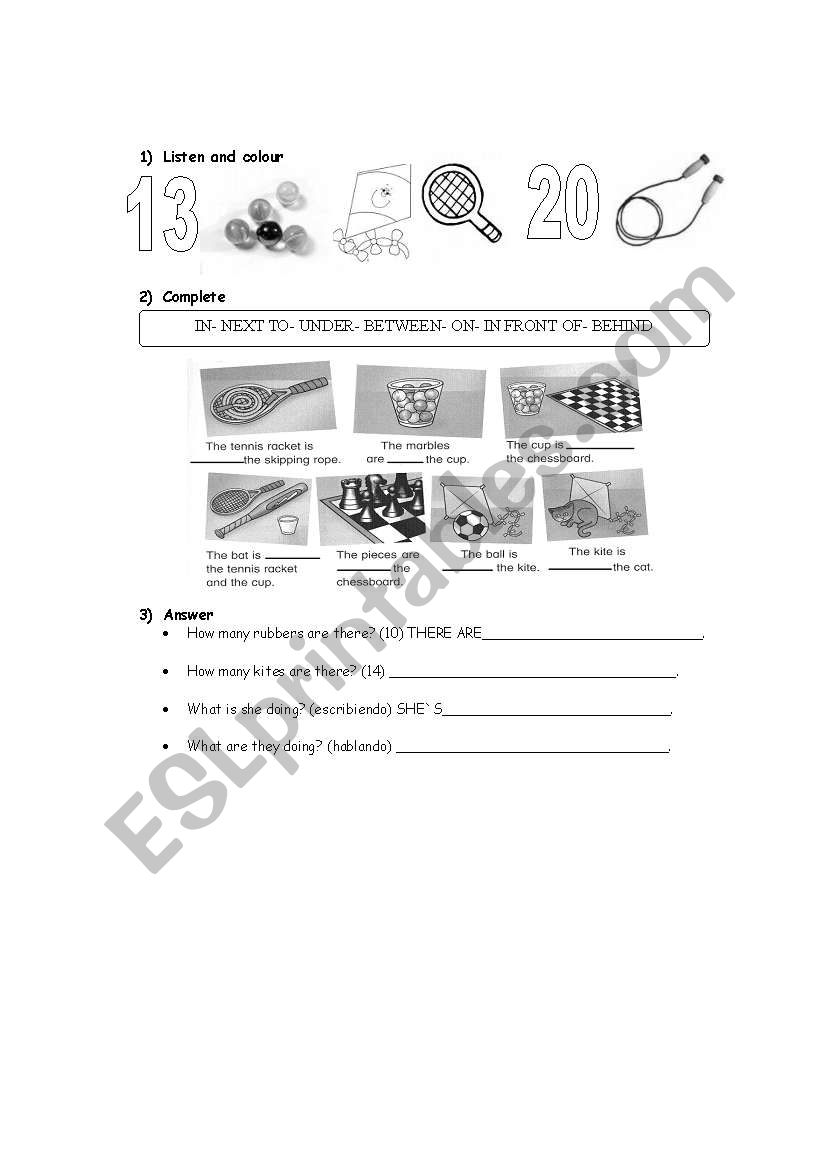 Prepositions worksheet