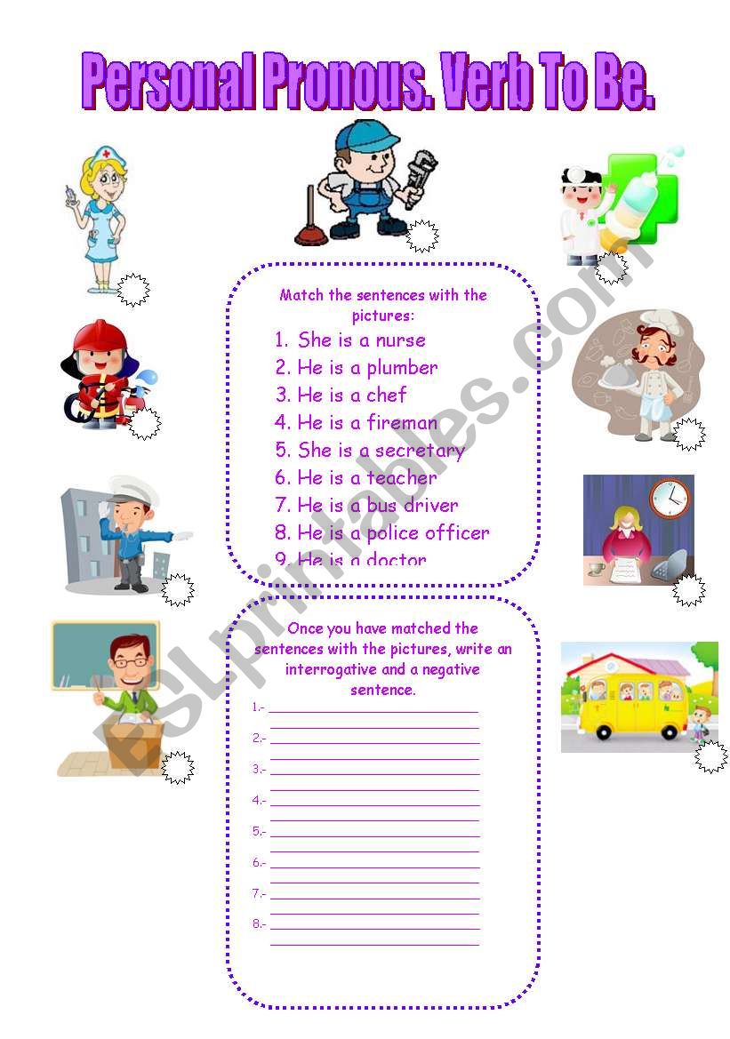 Verb To Be and Occupations worksheet