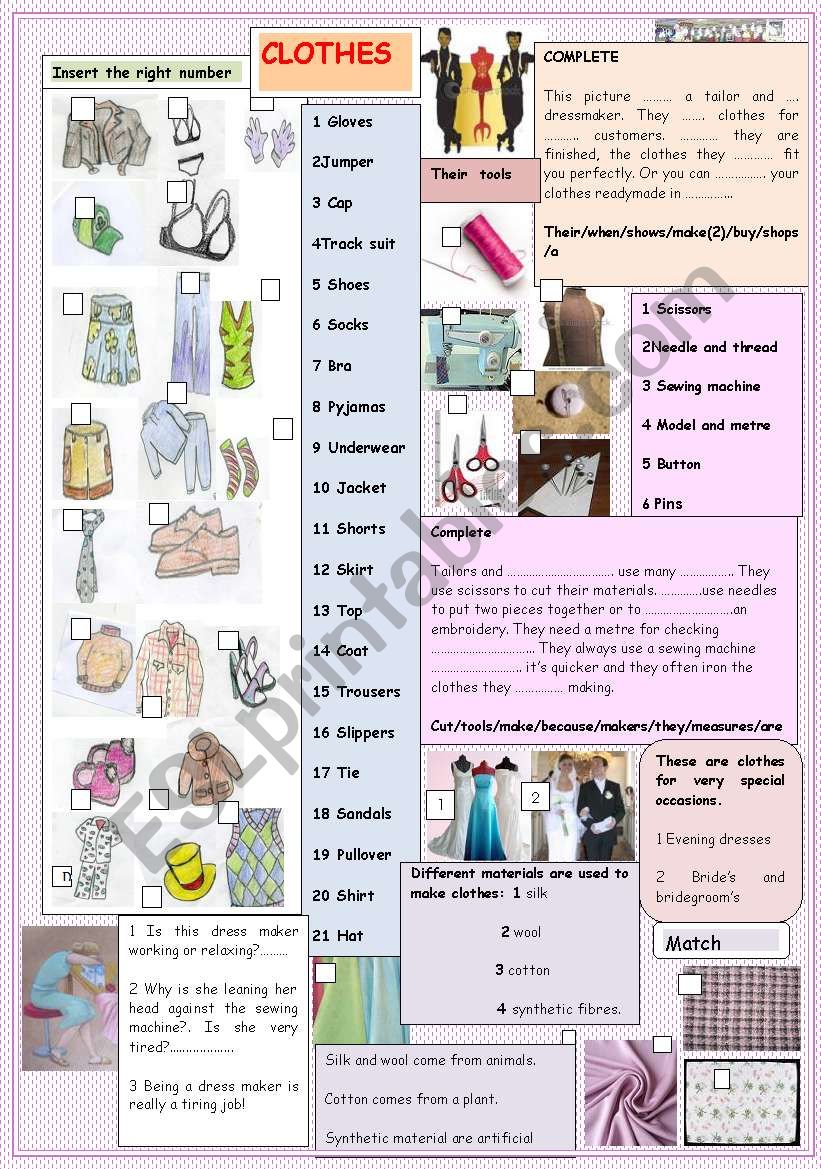 CLOTHES worksheet