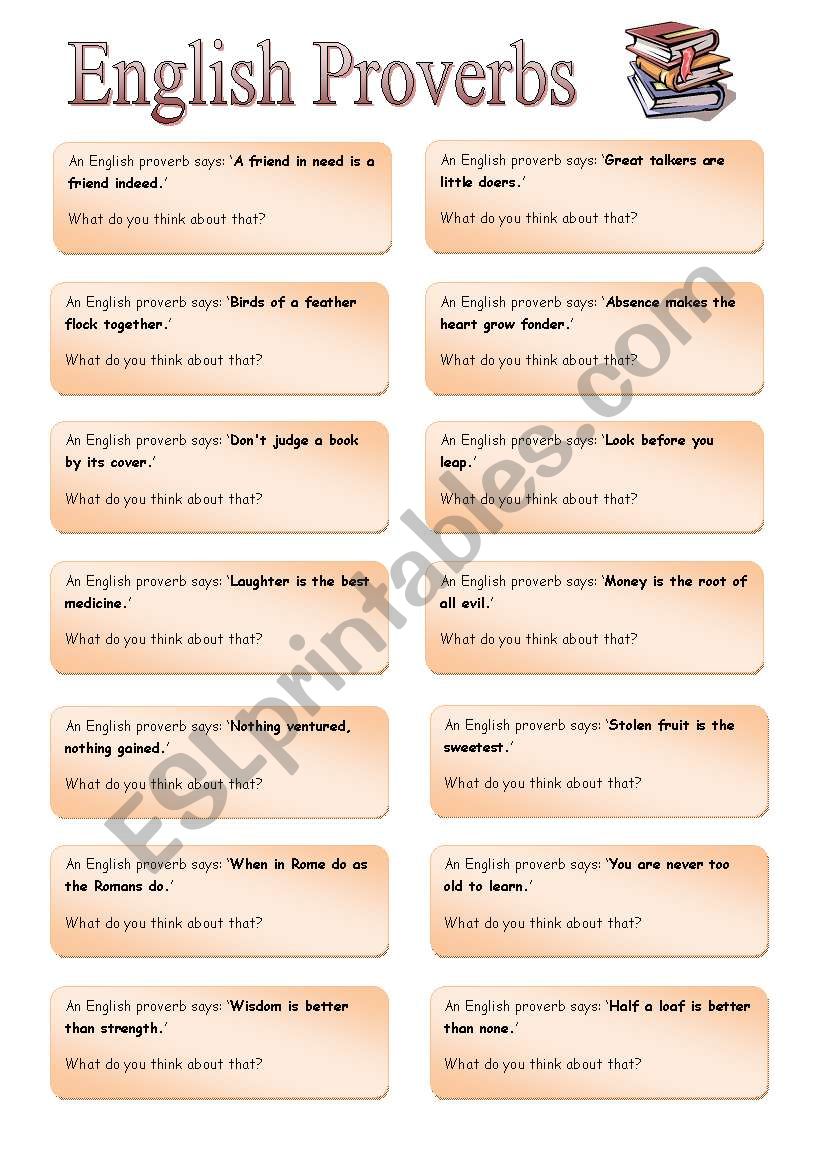 English proverbs - Speaking cards