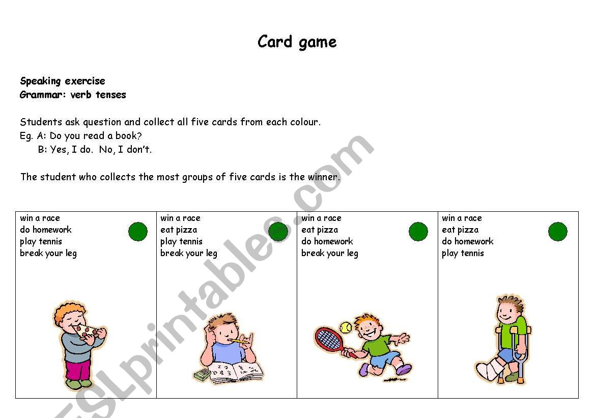 Card game-part 1 worksheet