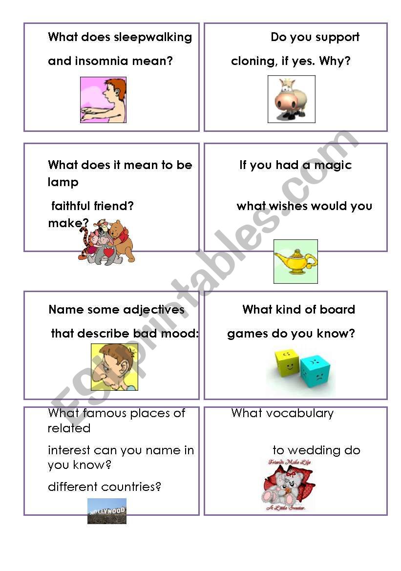 Conversation card worksheet