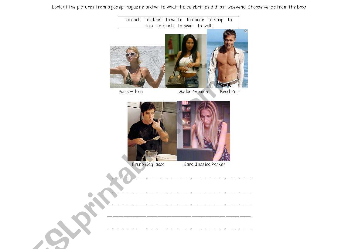 Celebrity Simple Past worksheet