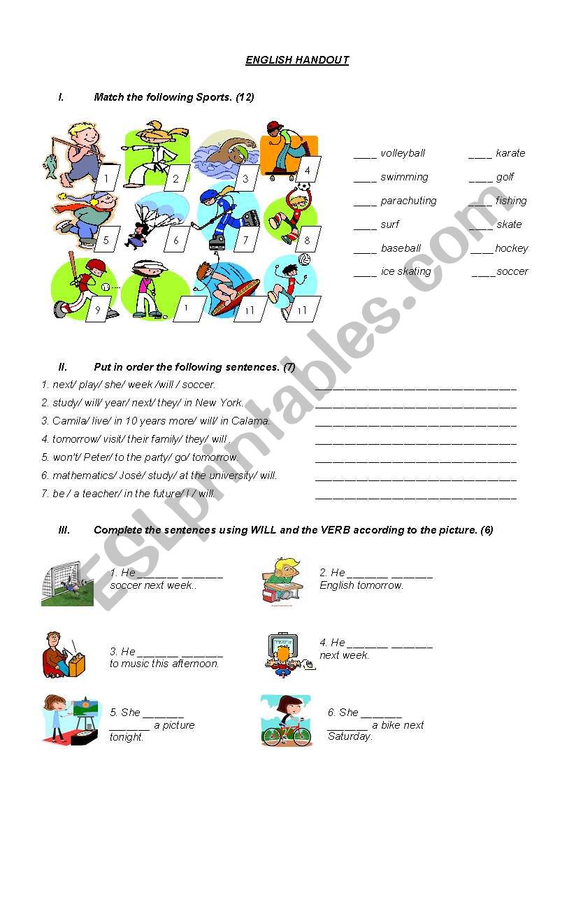 SPORTS worksheet